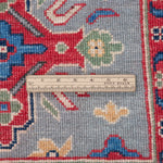 Wool pile close-up of blue & ivory Kazak-inspired wool runner 29657.