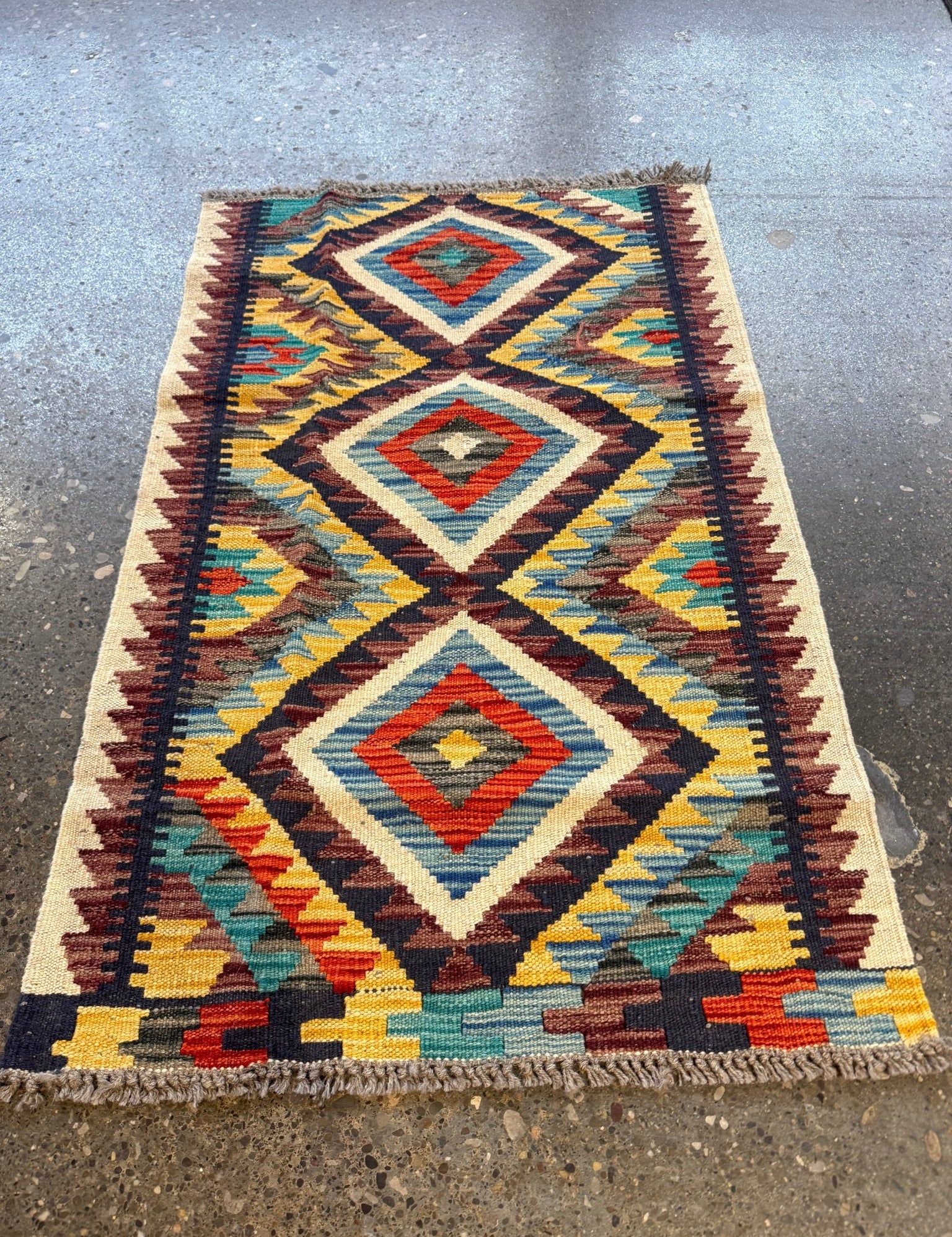 Afghan Maimana Kilim Rug | 2' 1" x 3' 3" - Rug the Rock - available