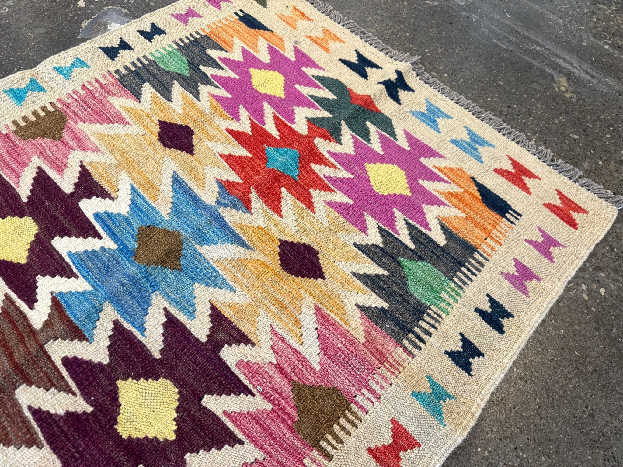 Afghan Maimana Kilim Rug | 2' 8" x 3' 11" - Rug the Rock - available