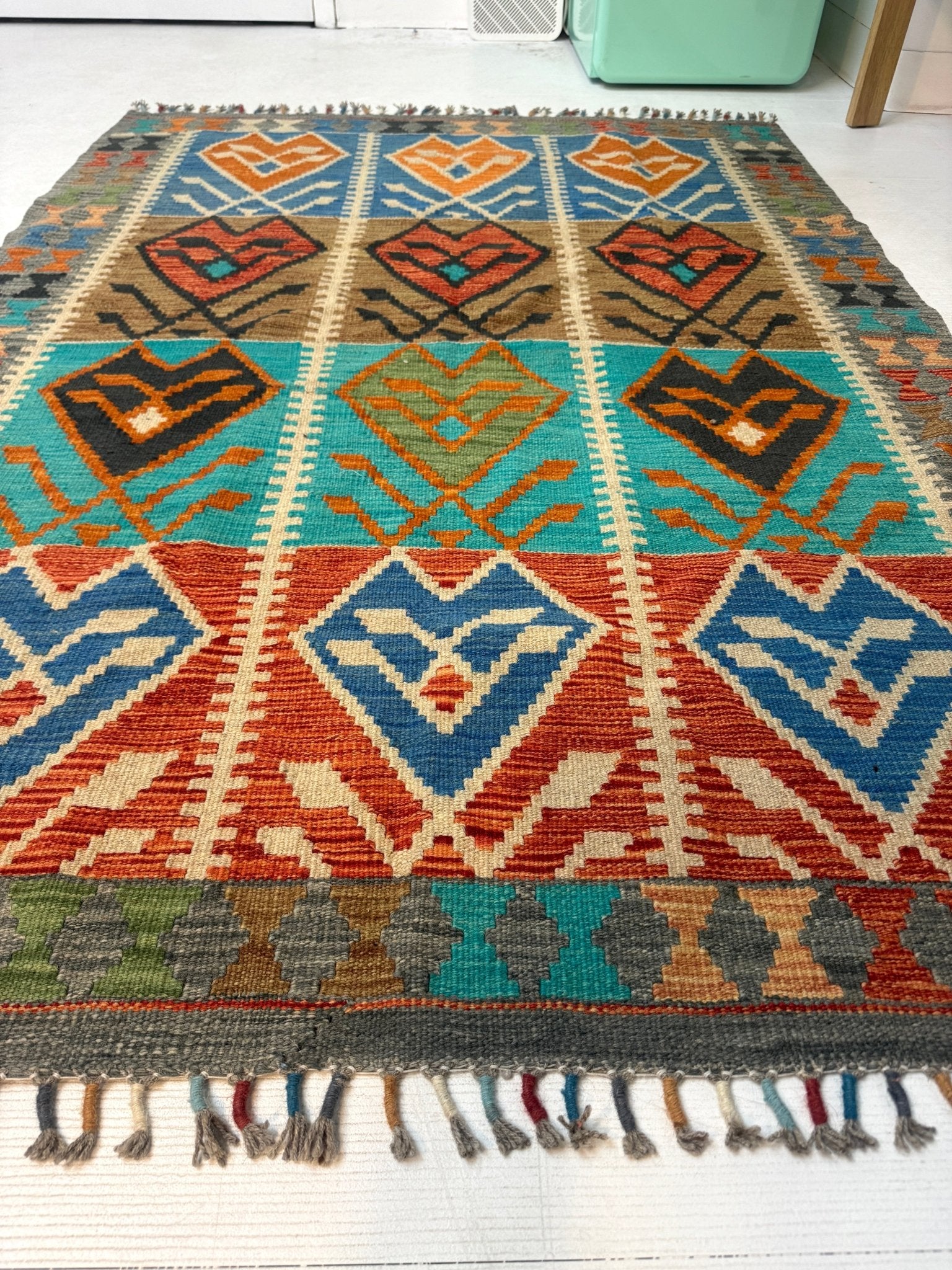 Afghan Maimana Kilim Rug | 4' 1" x 5' 9" - Rug the Rock - available