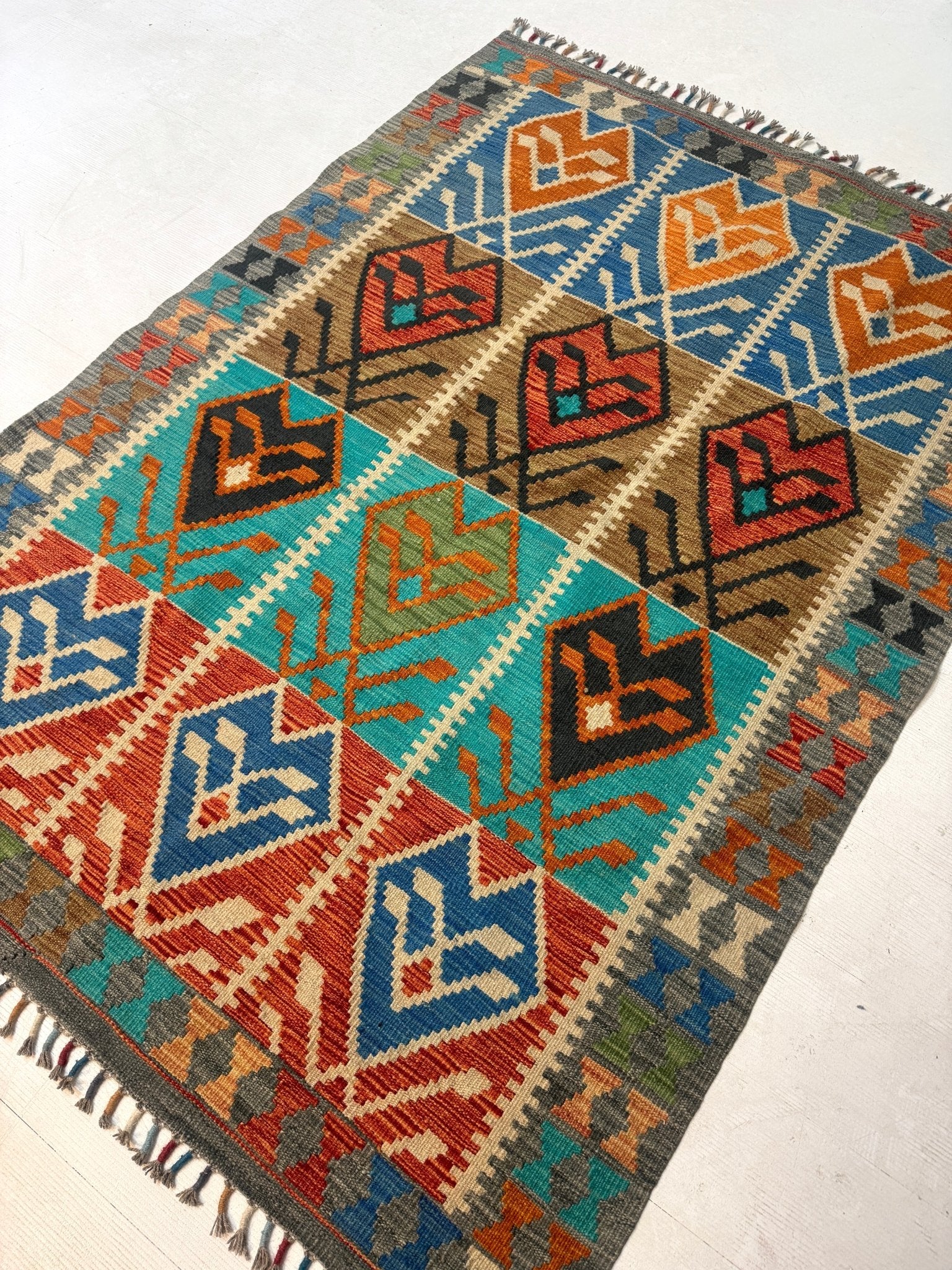 Afghan Maimana Kilim Rug | 4' 1" x 5' 9" - Rug the Rock - available