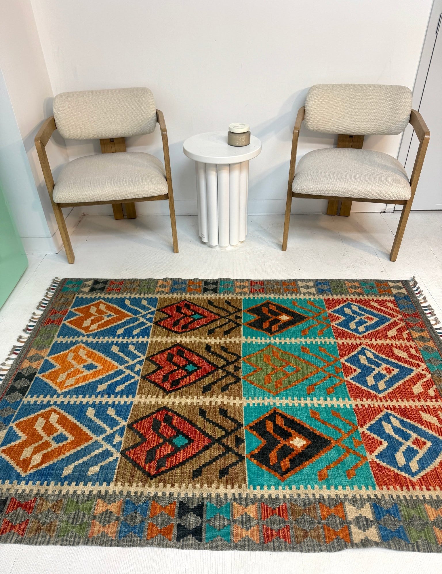 Afghan Maimana Kilim Rug | 4' 1" x 5' 9" - Rug the Rock - available