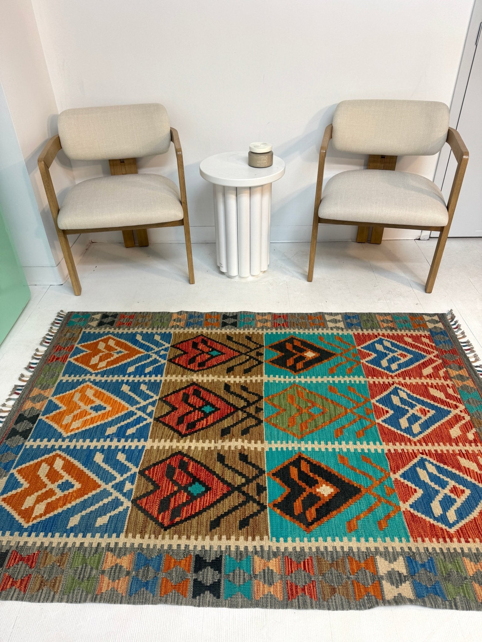 Afghan Maimana Kilim Rug | 4' 1" x 5' 9" - Rug the Rock - available