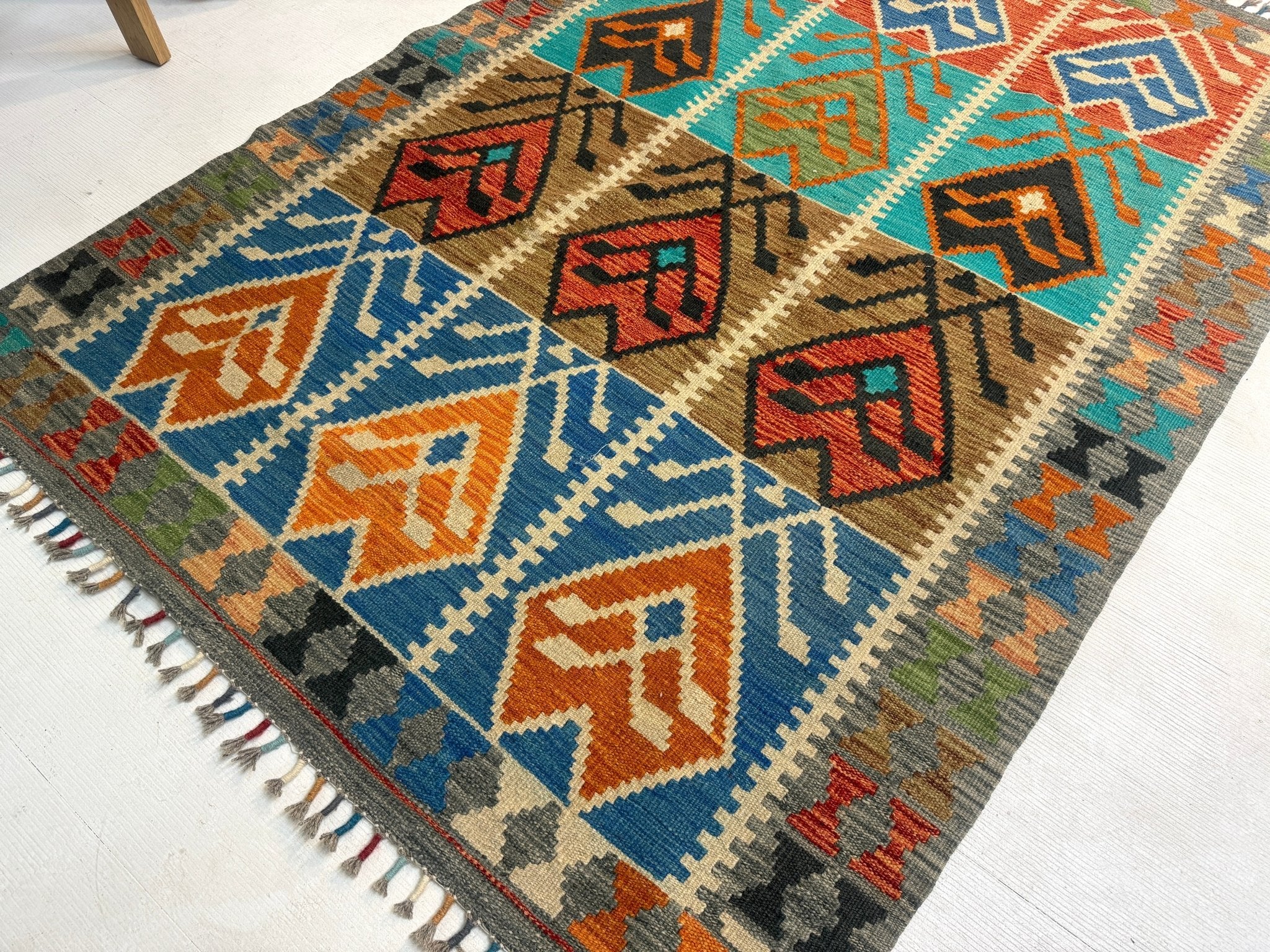 Afghan Maimana Kilim Rug | 4' 1" x 5' 9" - Rug the Rock - available