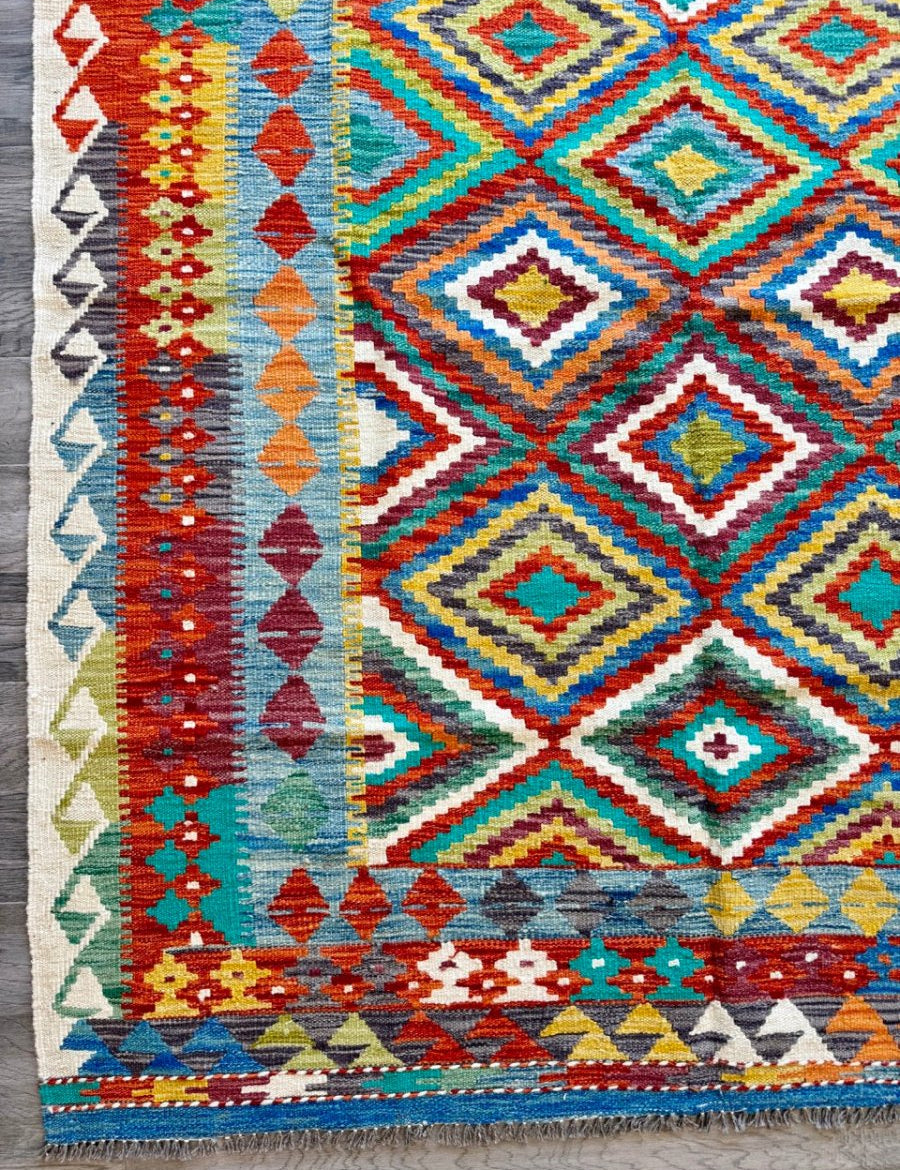 Afghan Maimana Kilim Rug | 5' 1" x 6' 5" - Rug the Rock