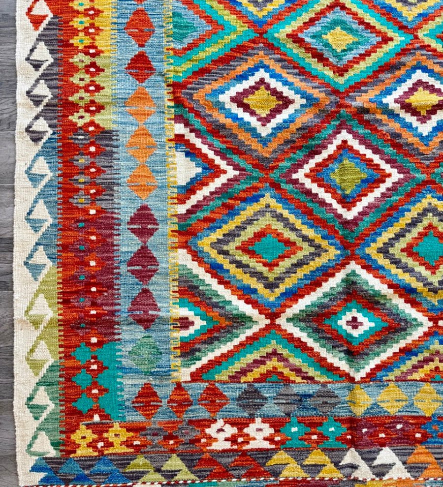 Afghan Maimana Kilim Rug | 5' 1" x 6' 5" - Rug the Rock