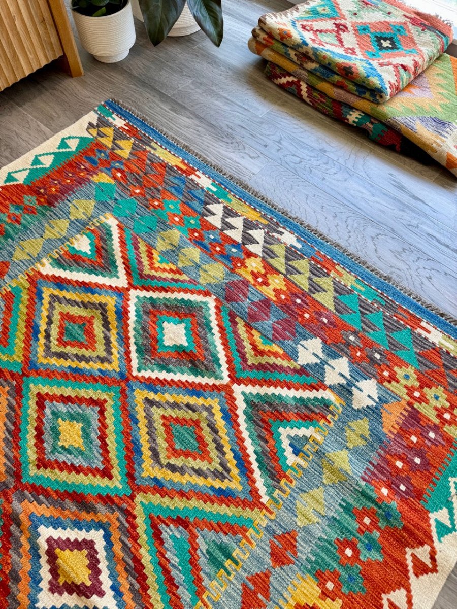 Afghan Maimana Kilim Rug | 5' 1" x 6' 5" - Rug the Rock