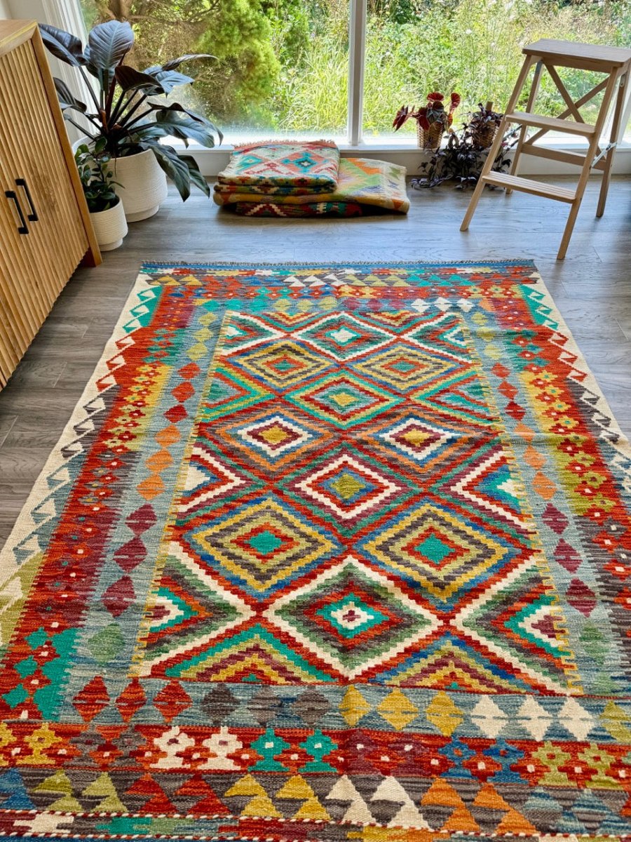 Afghan Maimana Kilim Rug | 5' 1" x 6' 5" - Rug the Rock