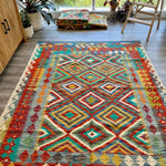 Afghan Maimana Kilim Rug | 5' 1" x 6' 5" - Rug the Rock