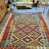 Afghan Maimana Kilim Rug | 5' 1" x 6' 5" - Rug the Rock