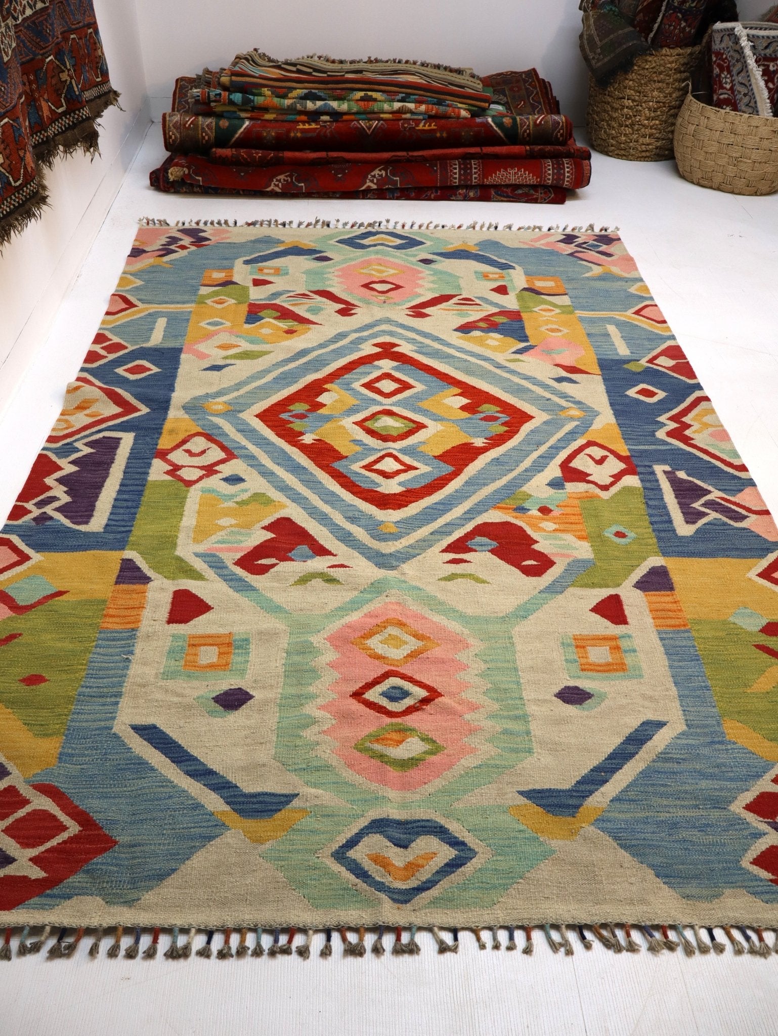 Afghan Maimana Kilim Rug | 5' 7" x 8' 9" - Rug the Rock - available