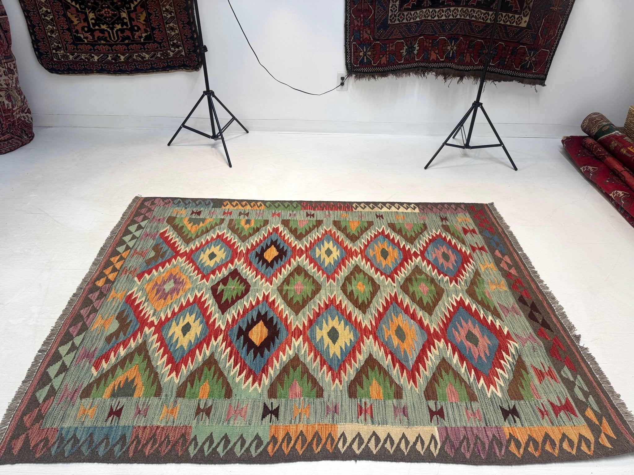 Afghan Maimana Kilim Rug | 5' x 6' 7" - Rug the Rock - available