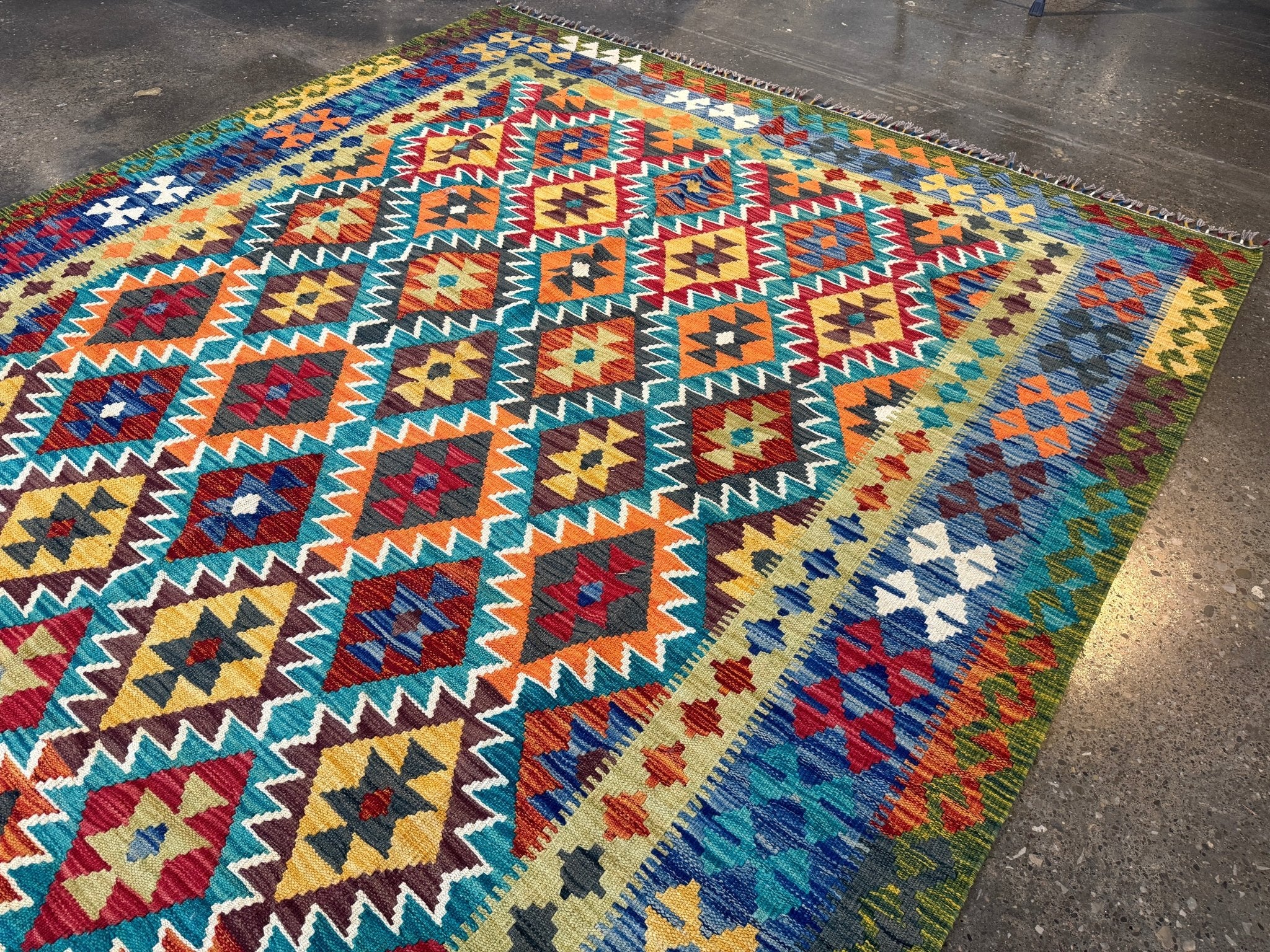 Afghan Maimana Kilim Rug | 6' 10" x 9' 11" - Rug the Rock - available