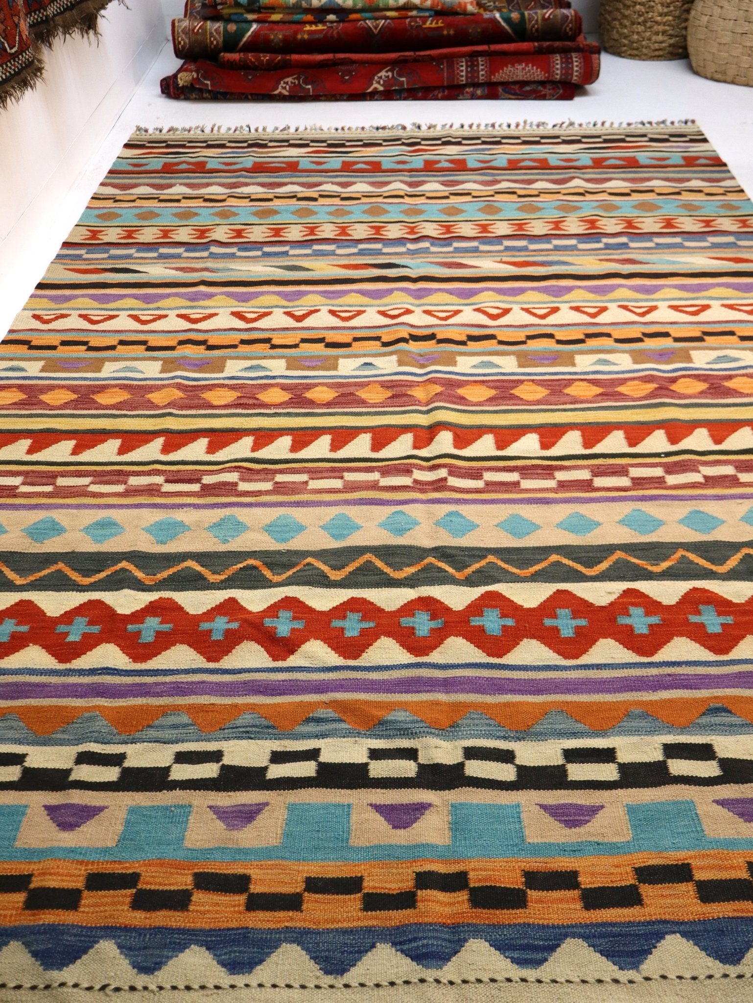 Afghan Maimana Kilim Rug | 6' 7" x 9' 10" - Rug the Rock - available