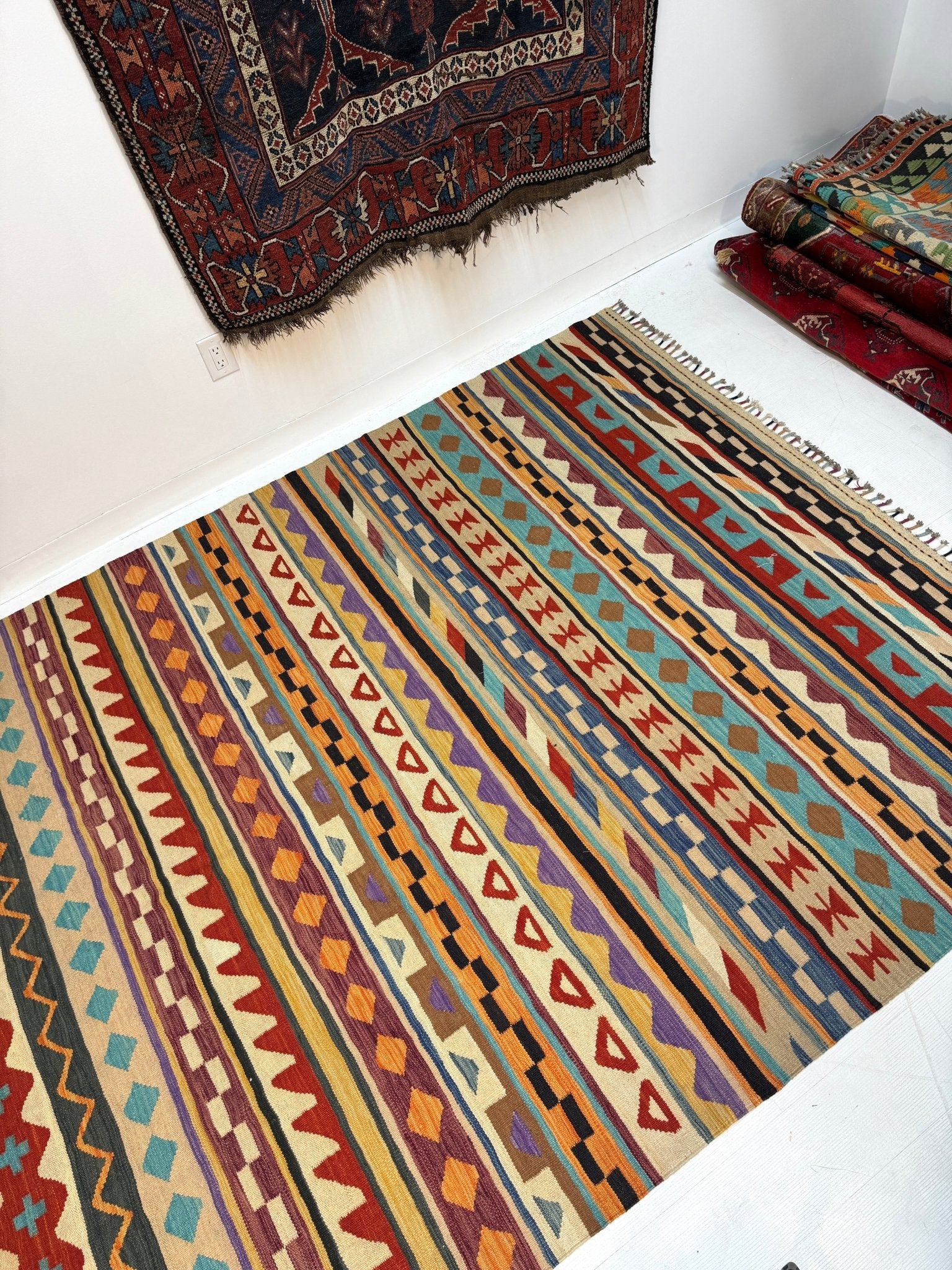 Afghan Maimana Kilim Rug | 6' 7" x 9' 10" - Rug the Rock - available