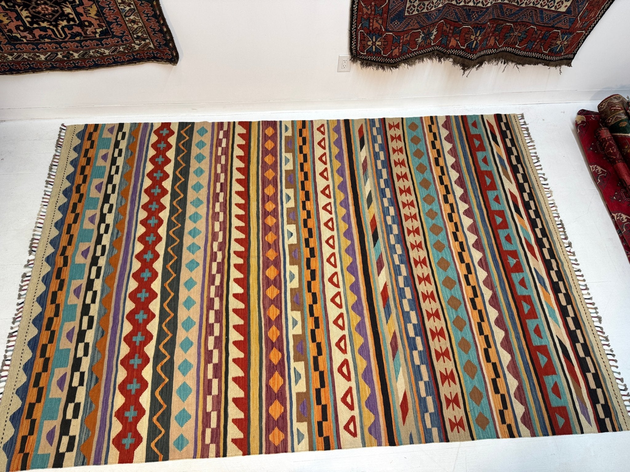Afghan Maimana Kilim Rug | 6' 7" x 9' 10" - Rug the Rock - available