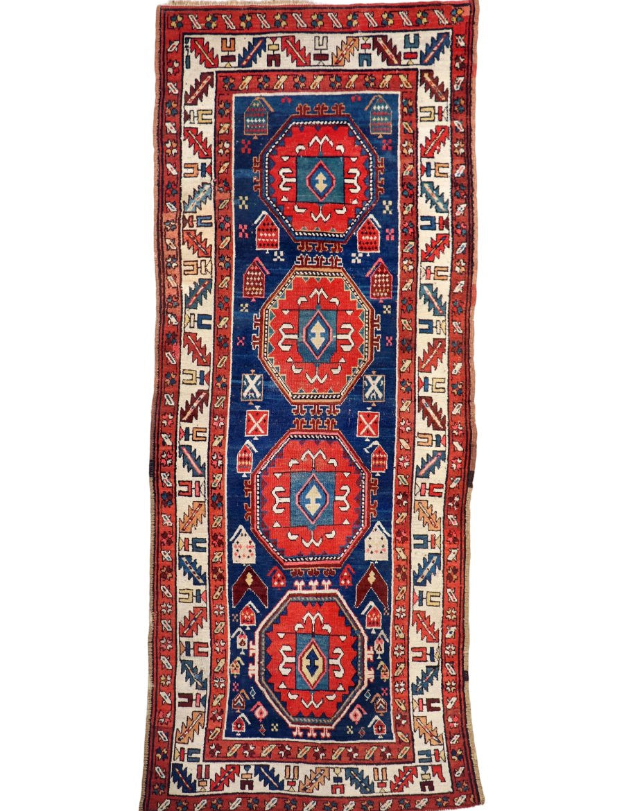 Antique Caucasian Kazak Rug | 3' 9" x 9' 6" - Rug the Rock - 6 x 9antique rugscaucasian rugs