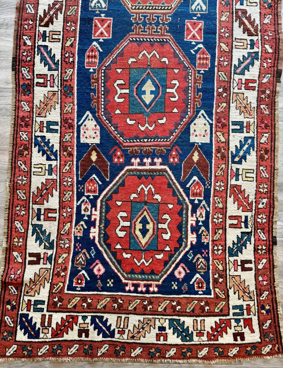 Antique Caucasian Kazak Rug | 3' 9" x 9' 6" - Rug the Rock