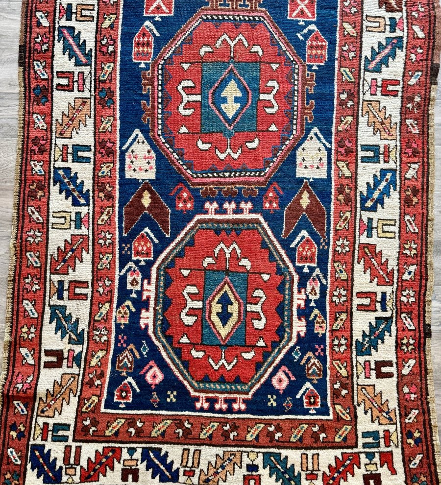 Antique Caucasian Kazak Rug | 3' 9" x 9' 6" - Rug the Rock