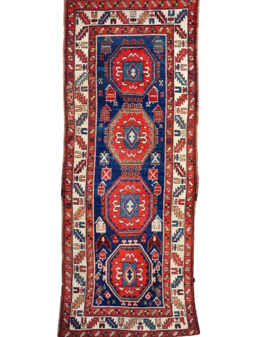 Antique Caucasian Kazak Rug | 3' 9" x 9' 6" - Rug the Rock