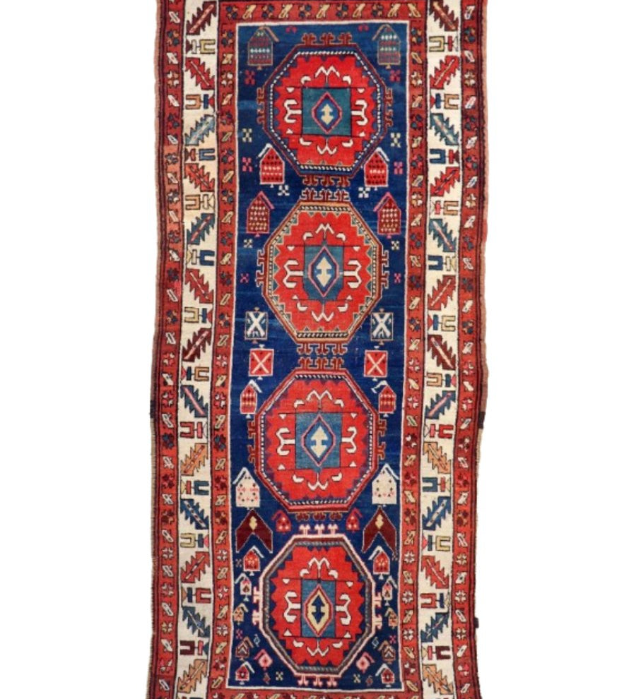 Antique Caucasian Kazak Rug | 3' 9" x 9' 6" - Rug the Rock