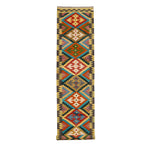 Afghan Maimana runner — Stepped Diamonds in Turquoise & Gold | 2'9" × 16'4" (83 × 497 cm)