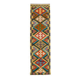 Afghan Maimana runner — Stepped Diamonds in Turquoise & Gold | 2'9" × 16'4" (83 × 497 cm)