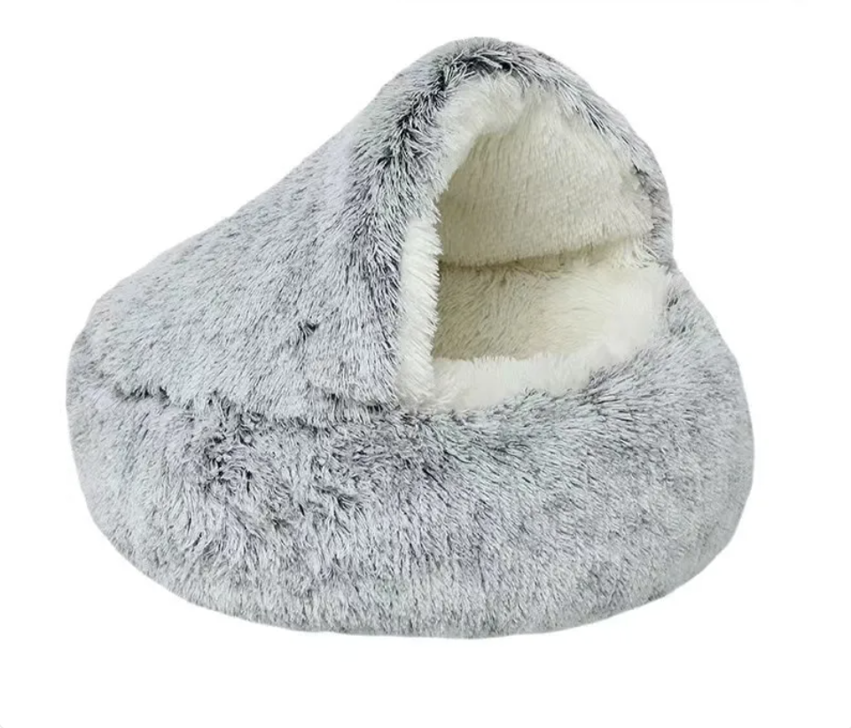 Semi-Closed Cat Bed with Universal Cover - Four Seasons Nest for Small Dogs and Pets Rug the Rock
