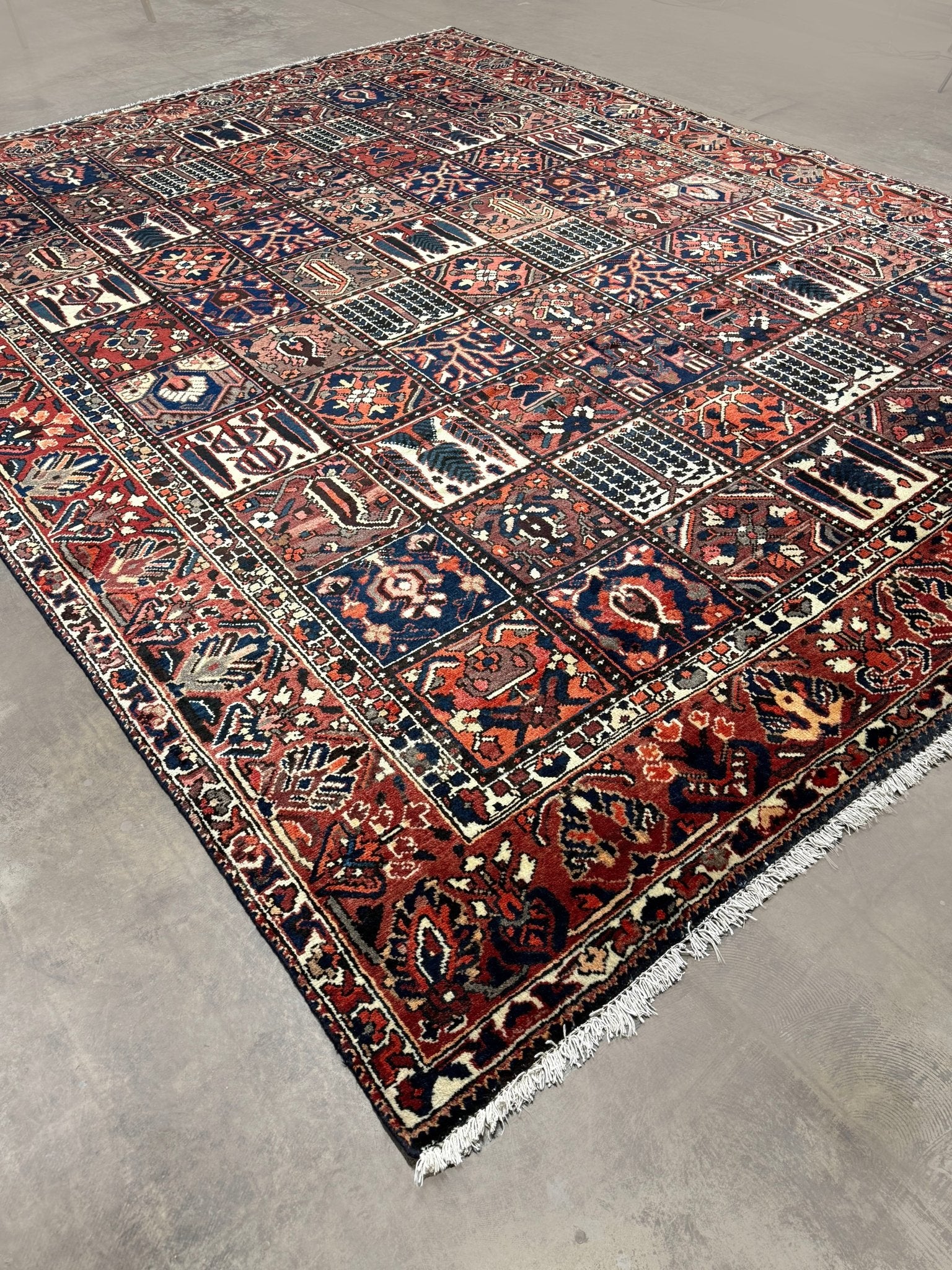 Bakhtiari Rug — Garden Panels in Rust & Indigo | 9'9" × 12'2" - Rug the Rock - availableBakhtiariHand-knotted
