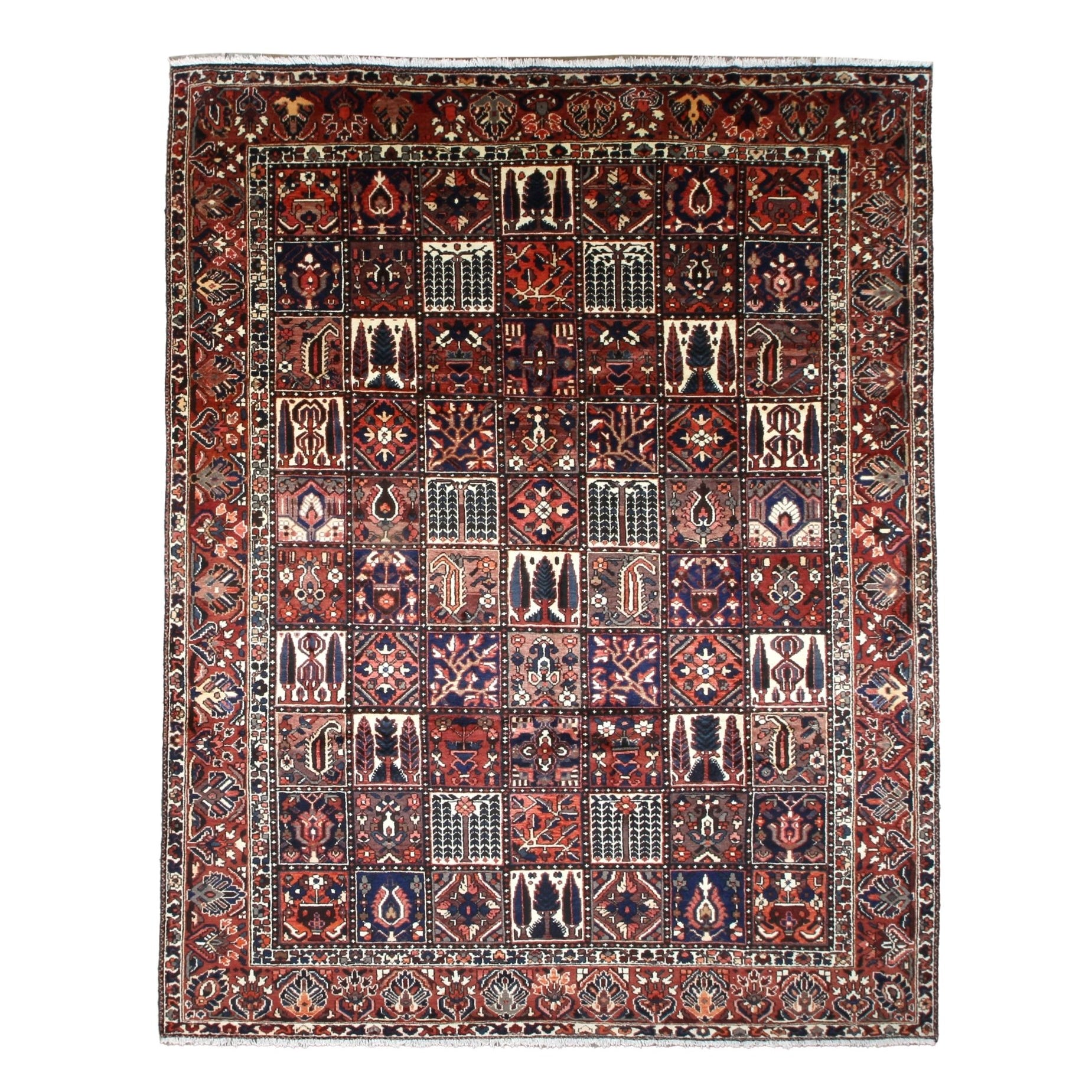 Bakhtiari Rug — Garden Panels in Rust & Indigo | 9'9" × 12'2" - Rug the Rock - availableBakhtiariHand-knotted