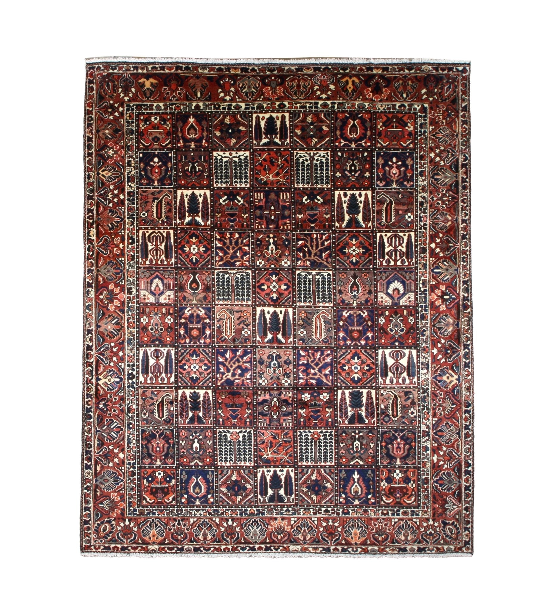 Bakhtiari Rug — Garden Panels in Rust & Indigo | 9'9" × 12'2" - Rug the Rock - availableBakhtiariHand-knotted