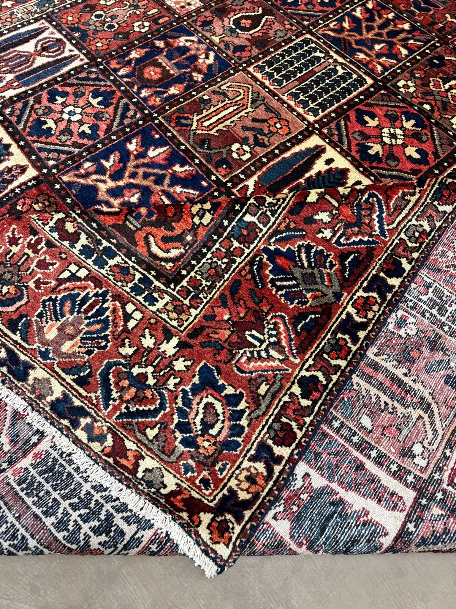 Bakhtiari Rug — Garden Panels in Rust & Indigo | 9'9" × 12'2" - Rug the Rock - availableBakhtiariHand-knotted