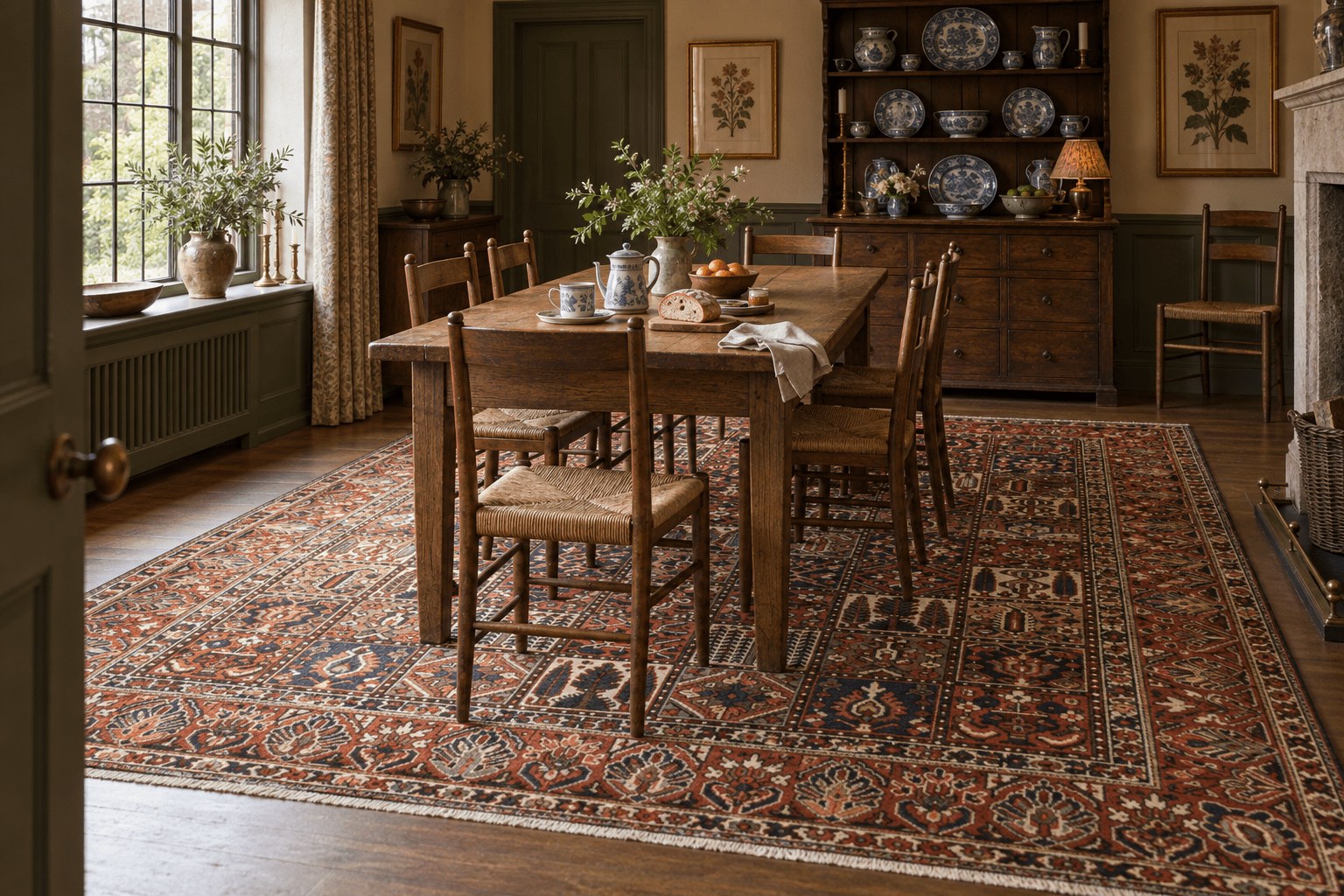 Bakhtiari Rug — Garden Panels in Rust & Indigo | 9'9" × 12'2" - Rug the Rock - availableBakhtiariHand-knotted