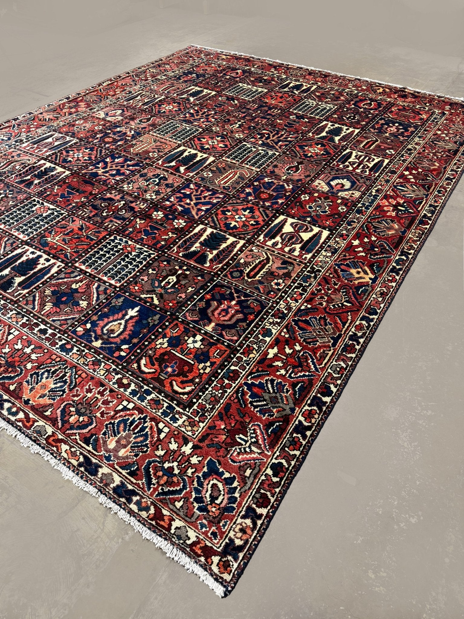 Bakhtiari Rug — Garden Panels in Rust & Indigo | 9'9" × 12'2" - Rug the Rock - availableBakhtiariHand-knotted