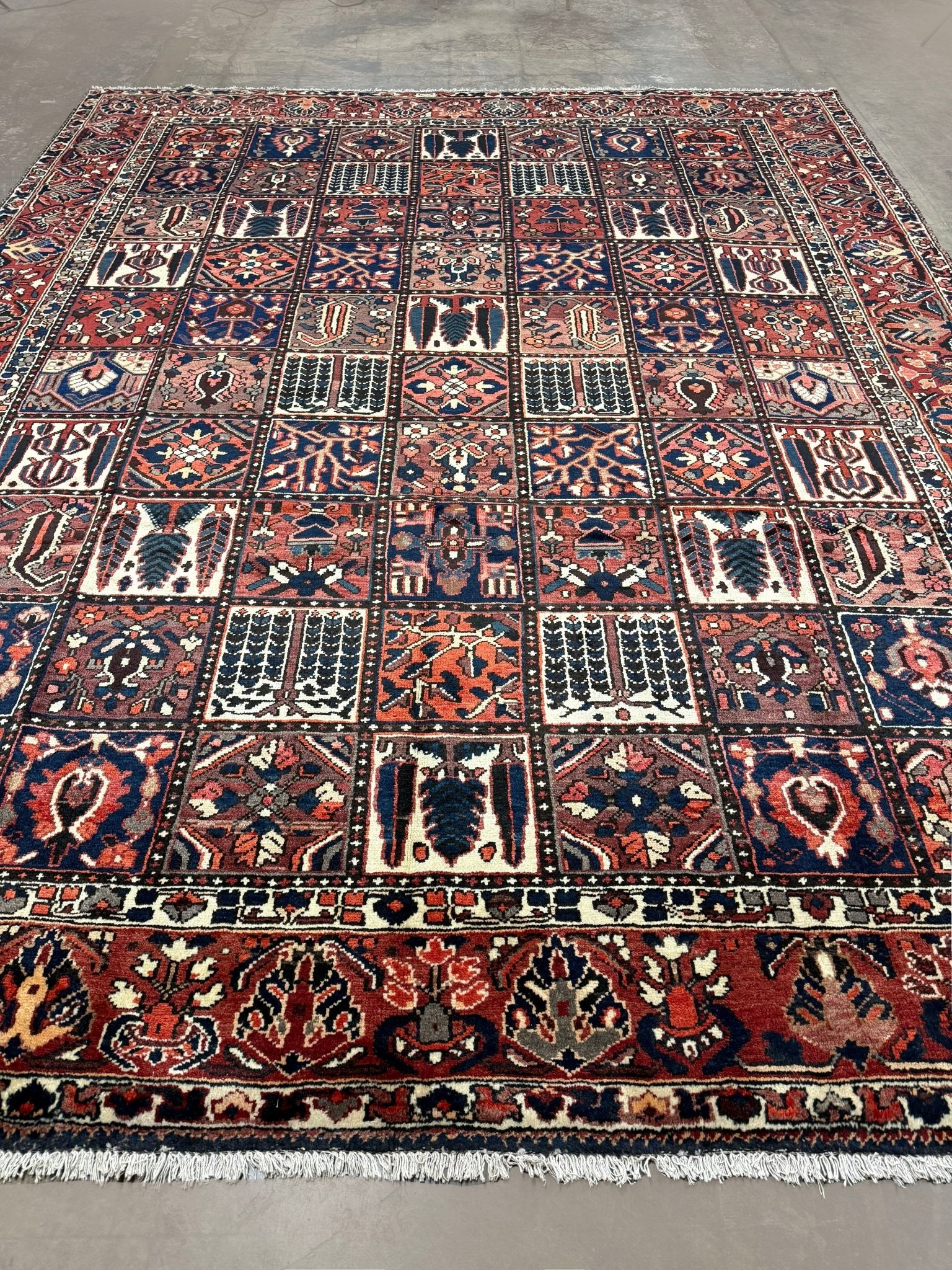 Bakhtiari Rug — Garden Panels in Rust & Indigo | 9'9" × 12'2" - Rug the Rock - availableBakhtiariHand-knotted