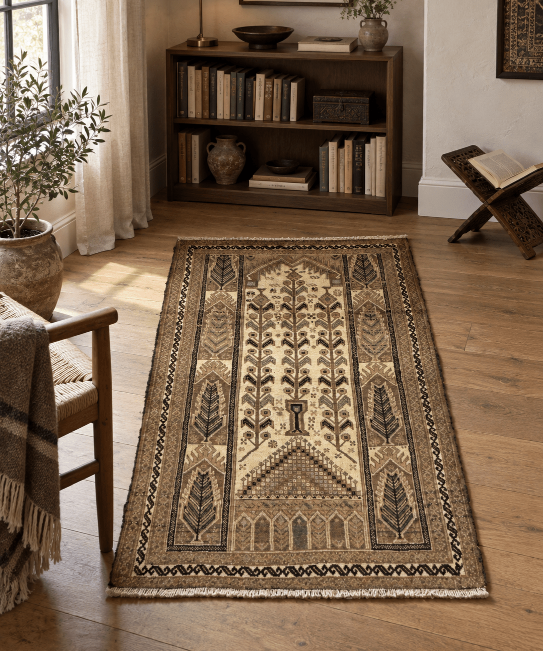 Baluch Prayer Rug — Camel & Ivory Tree of Life | 3'5" × 6'1" - Rug the Rock - available