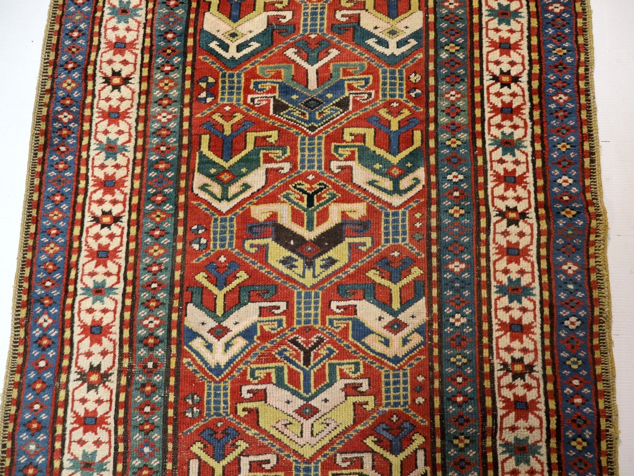 Caucasian Karabakh Runner Rug | 3' 1" x 11' 3" - Rug the Rock - multicolor colorRunner Rugyellow color