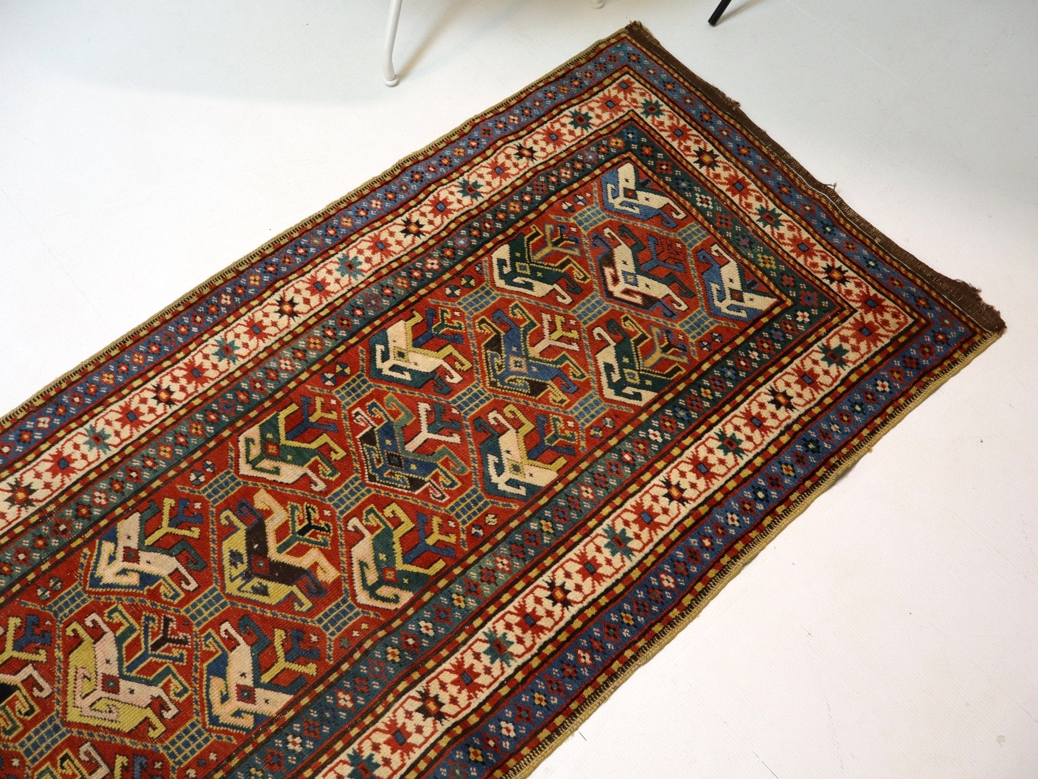 Caucasian Karabakh Runner Rug | 3' 1" x 11' 3" - Rug the Rock - multicolor colorRunner Rugyellow color