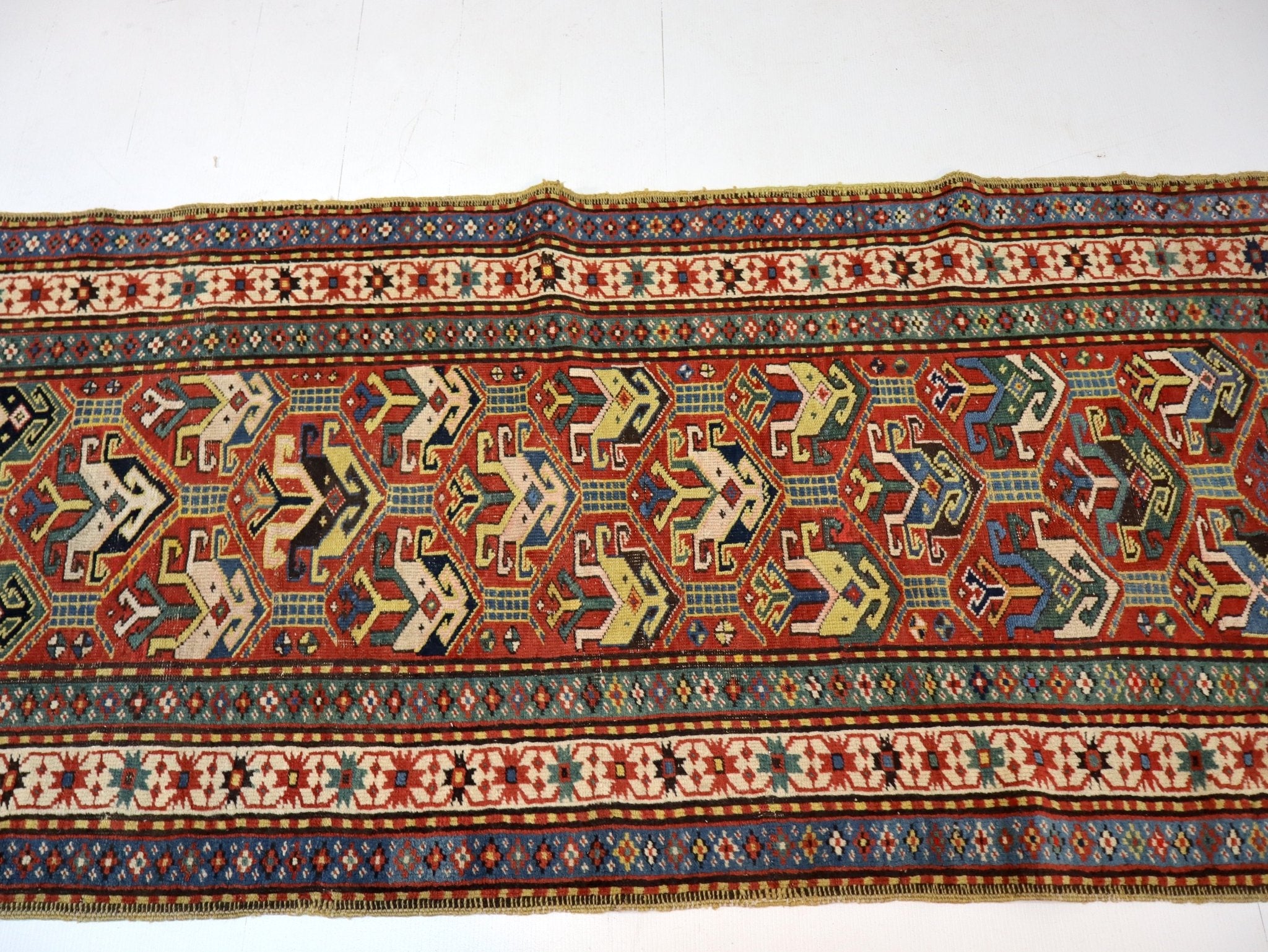 Caucasian Karabakh Runner Rug | 3' 1" x 11' 3" - Rug the Rock - multicolor colorRunner Rugyellow color