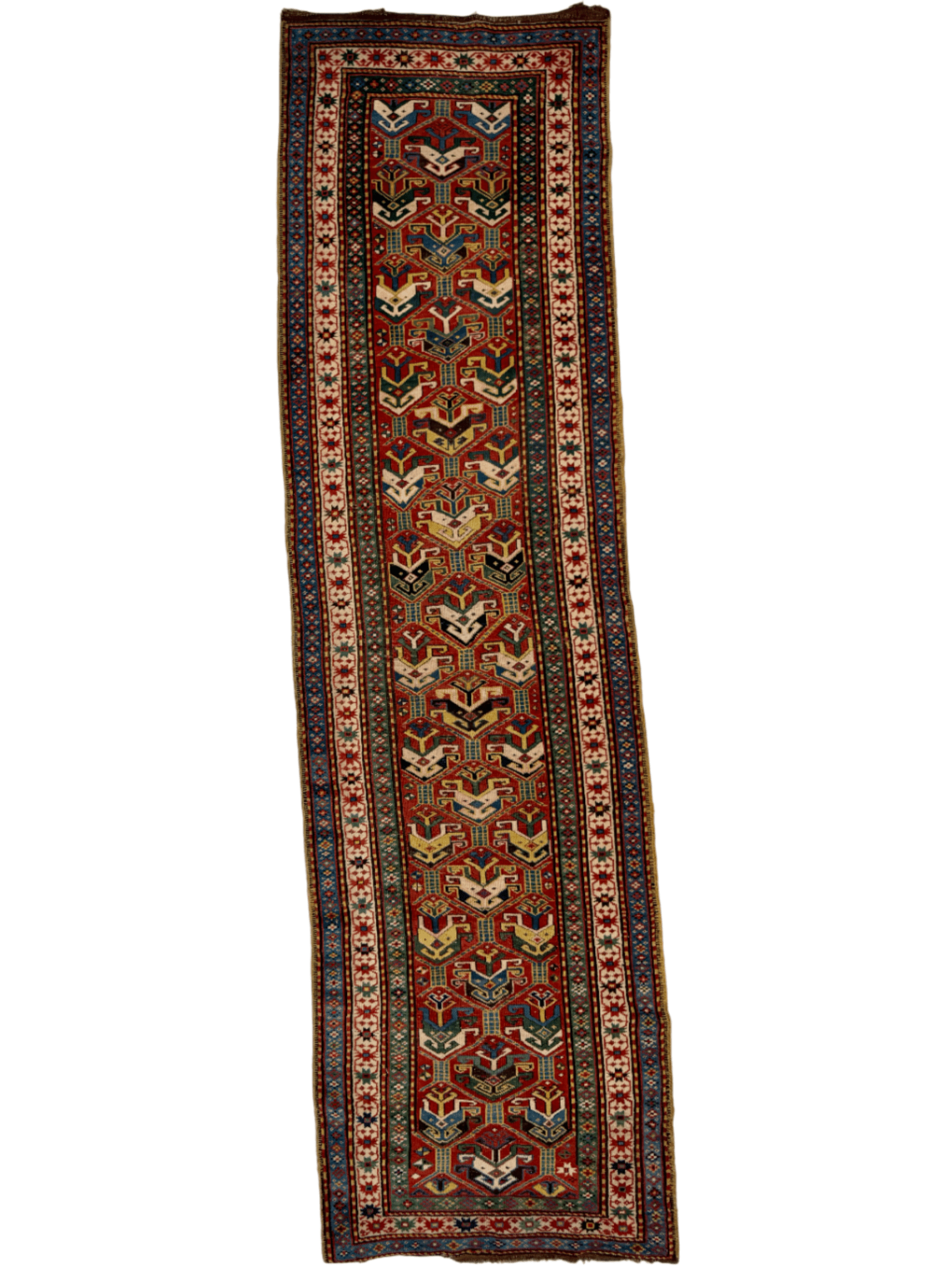 Caucasian Karabakh Runner Rug | 3' 1" x 11' 3" - Rug the Rock - multicolor colorRunner Rugyellow color