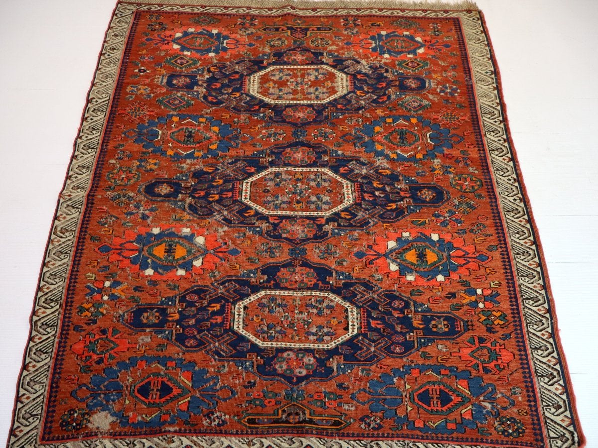 Caucasian Kuba Soumak Rug | 4' 6" x 5' 2" - Rug the Rock - caucasian rugsgreen colorKilim Rugs