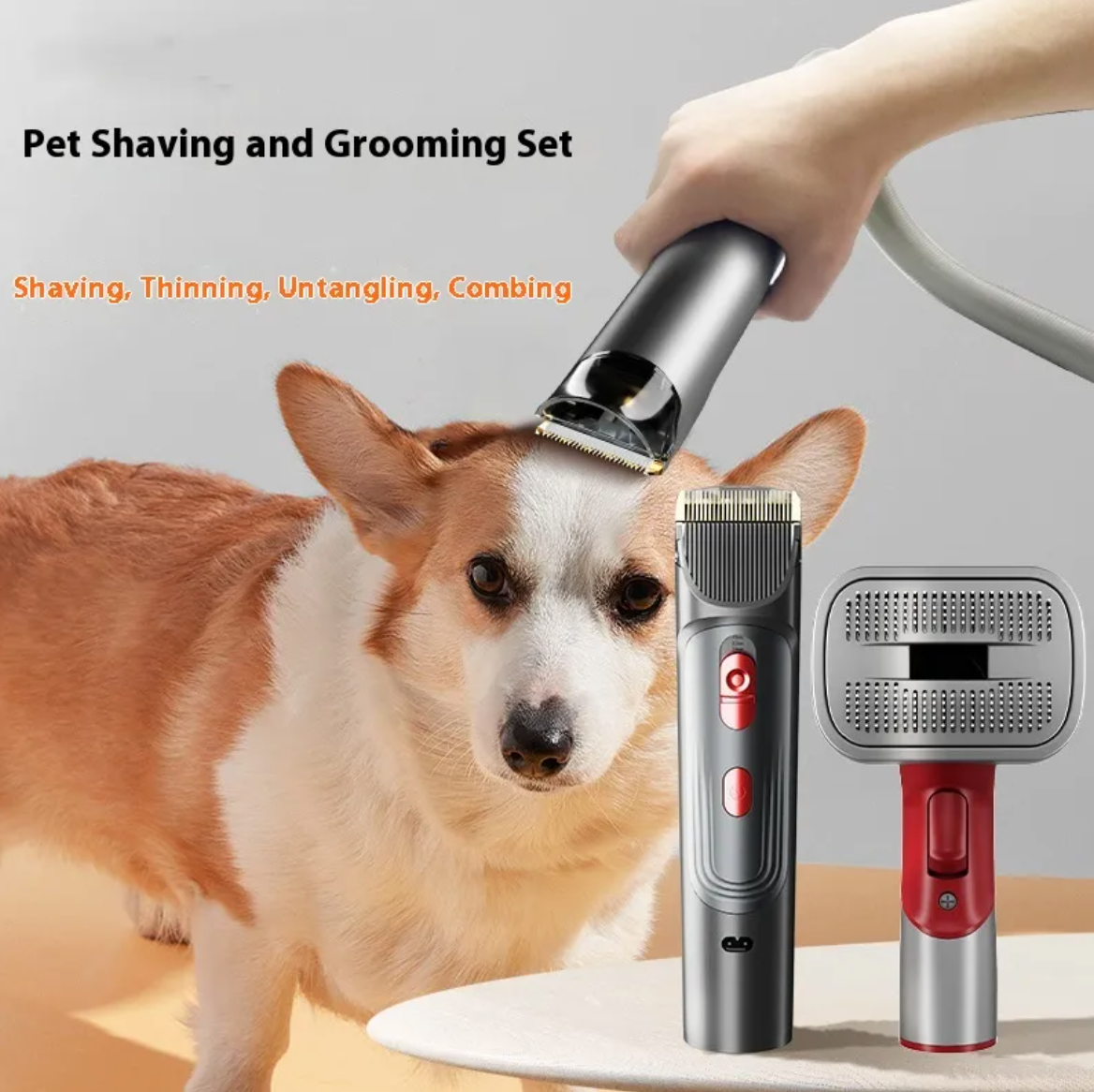 Full Series Pet Shaver Comb Suit with Hair Suction Head for Dogs and Cats Rug the Rock