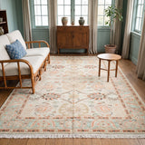 Egyptian Sultanabad-Style Rug — Seafoam & Apricot Florals | 6'4" × 9'2" - Rug the Rock - availabletexas