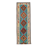 Afghan Maimana runner — Red Medallions on Turquoise | 2'8" × 16'1" (82 × 491 cm)