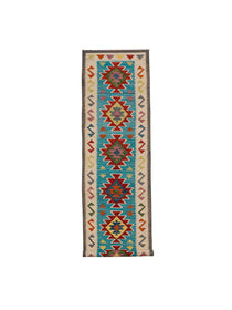 Red Medallions on Turquoise | 2'8" × 16'1" (82 × 491 cm)