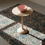 Transitional Chobi Rug — Ikat Florals in Teal & Rust | 6'0" × 9'1"