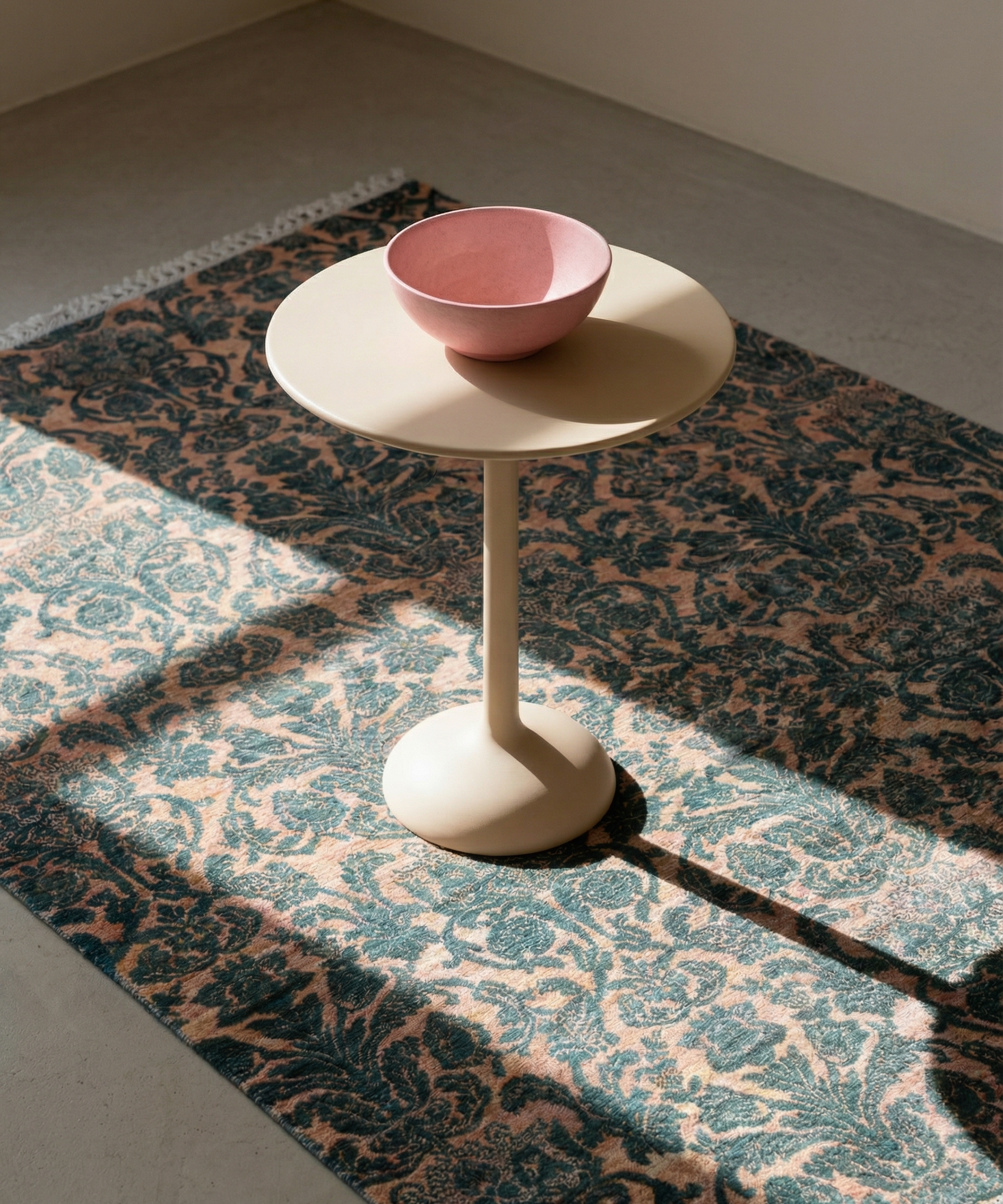 Transitional Chobi Rug — Ikat Florals in Teal & Rust | 6'0" × 9'1"