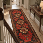 Hamadan Runner — Scarlet & Ivory Star Medallions | 3'6" × 9'8" - Rug the Rock - available
