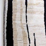 Hand-Knotted Wool Rug — Black Brushstrokes on Pale Beige | 8' × 9'11"