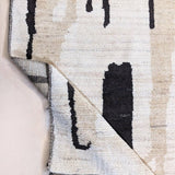Hand-Knotted Wool Rug — Black Brushstrokes on Pale Beige | 8' × 9'11"